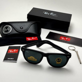 عینک آفتابی ریبن ویفرر شیشه سنگ مشکی که همراه پک کامل ریبن Rayban WAYFARER RB 2140 سایز 54