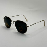عینک ریبن هگزونال شیشه سنگ مشکی فریم نقره ای به همراه پک کامل ریبن کد Rayban RB 3548