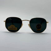 عینک ریبن هگزونال شیشه سنگ مشکی فریم طلایی به همراه پک کامل ریبن کد Rayban RB 3548