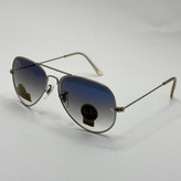 عینک ریبن خلبانی شیشه سنگ آبی هایلایت فریم نقره ای به همراه پک کامل ریبن Rayban RB 3025