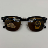 عینک آفتابی ریبن rayban کلاب مستر شیشه سنگ قهوه ای فریم نقره ای rb 3016 به همراه پک کامل