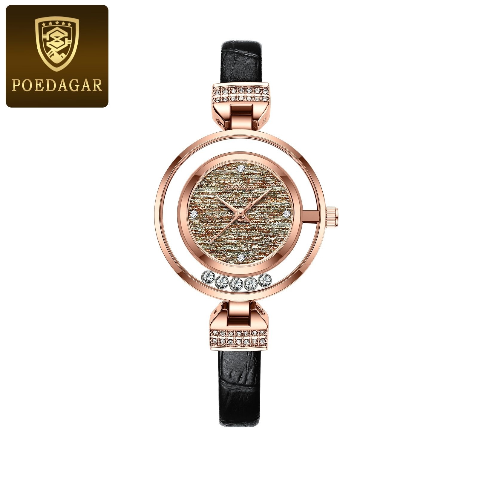 ساعت مچی زنانه دخترانه پوداگار اورجینال poedagar بند چرمی ضدآب