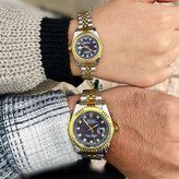ساعت مردانه و زنانه رولکس rolex کیفیت عالی رنگ طلایی نقره ای با صفحه مشکی
