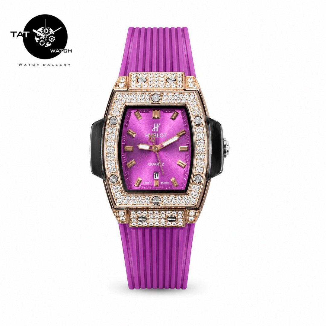 ساعت مچی زنانه هابلوت نگین دار گارانتی جعبه ارسال رایگان رنگبندی Hublot