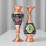 گلدان مس و پرداز ارتفاع 20 سانتی مجموعه دو عددی
