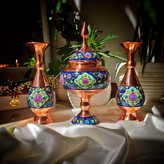 گلدان مس و پرداز 25 سانتی