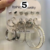 گوشواره زنانه و دخترانه آبکاری نقره پک نقره ای متنوع ضد حساسیت و رنگ ثابت کد agy (پس کرایه)