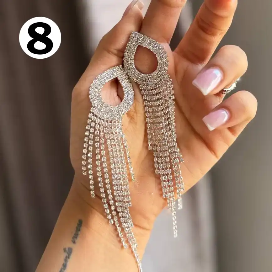 گوشواره زنانه جواهری پینترستی در مدل های متنوع جنس برنجی ضد حساسیت رنگ ثابت کد zsm (پس کرایه)