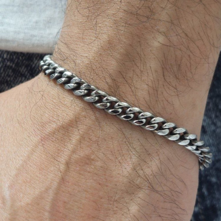 دستبند استیل مردانه مدل کارتیر ساده رنگ کاملا ثابت کد mh (پس کرایه)