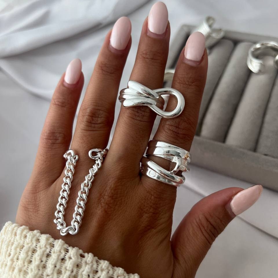انگشتر آبکاری نقره زنانه مینیمال در تنوع بالا رنگ ثابت کد tj (پس کرایه)