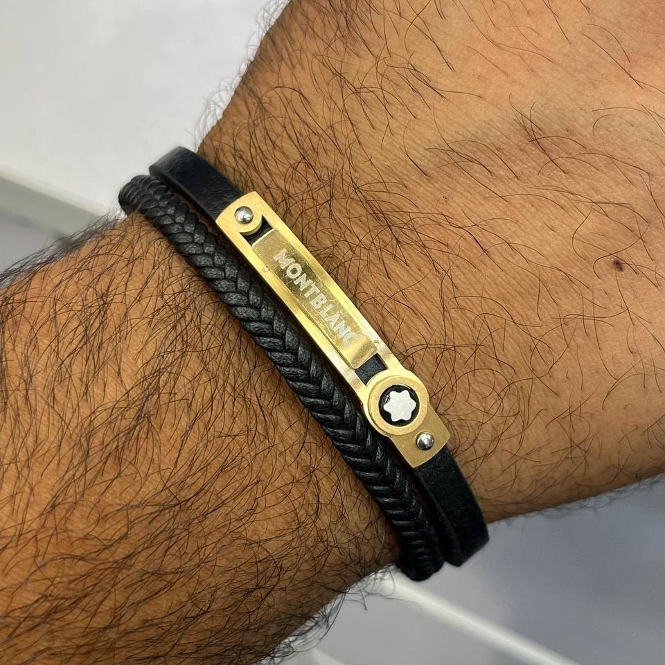 دستبند چرمی قفل و پلاک استیل مردانه ورساچه Versace کیفیت چرم عالی تنوع طرح رنگ ثابت کدbn (پس کرایه)