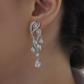 گوشواره جواهری MC jewelry زنانه و مجلسی طرح تمام نگین رنگ ثابت آبکاری نقره کد mp