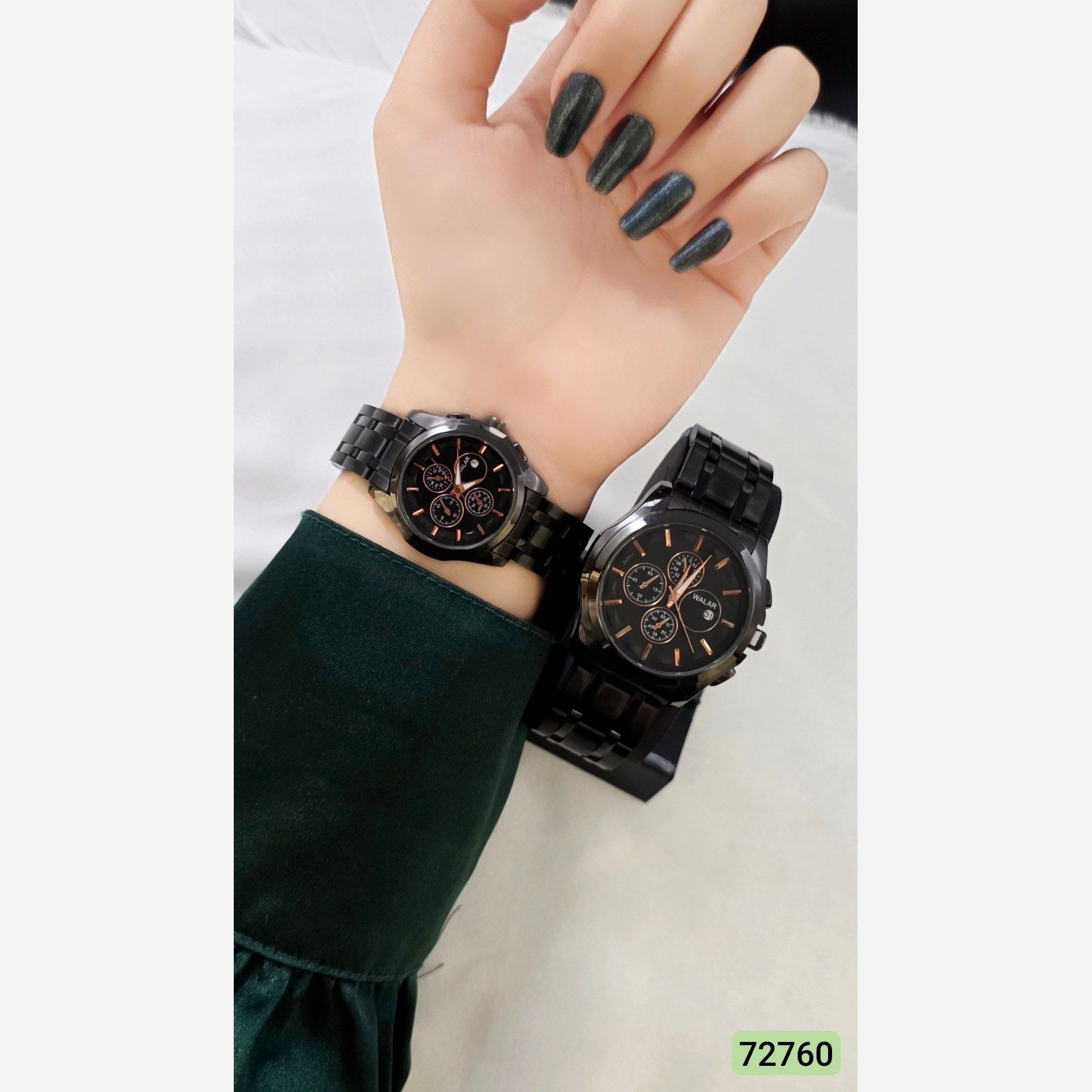 ست ساعت مردانه و زنانه والار بند وبدنه استیل رنگ ثابت
