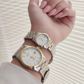 ست ساعت مچی زنانه و مردانه قیمت ست کاسیو استیل تاریخدار موتور ژاپن مارک معروف CASIO نمونه درجه یک ارسال رایگان