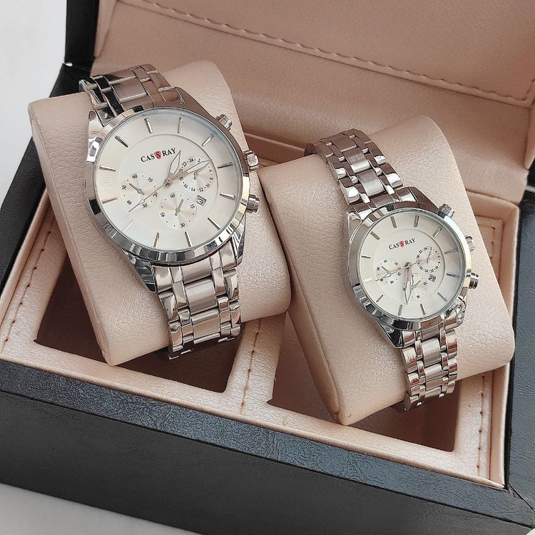 ست ساعت زنانه و مردانه مشکی طلایی نقره ای مارک معروف کسرای CASSRAY ارسال رایگان