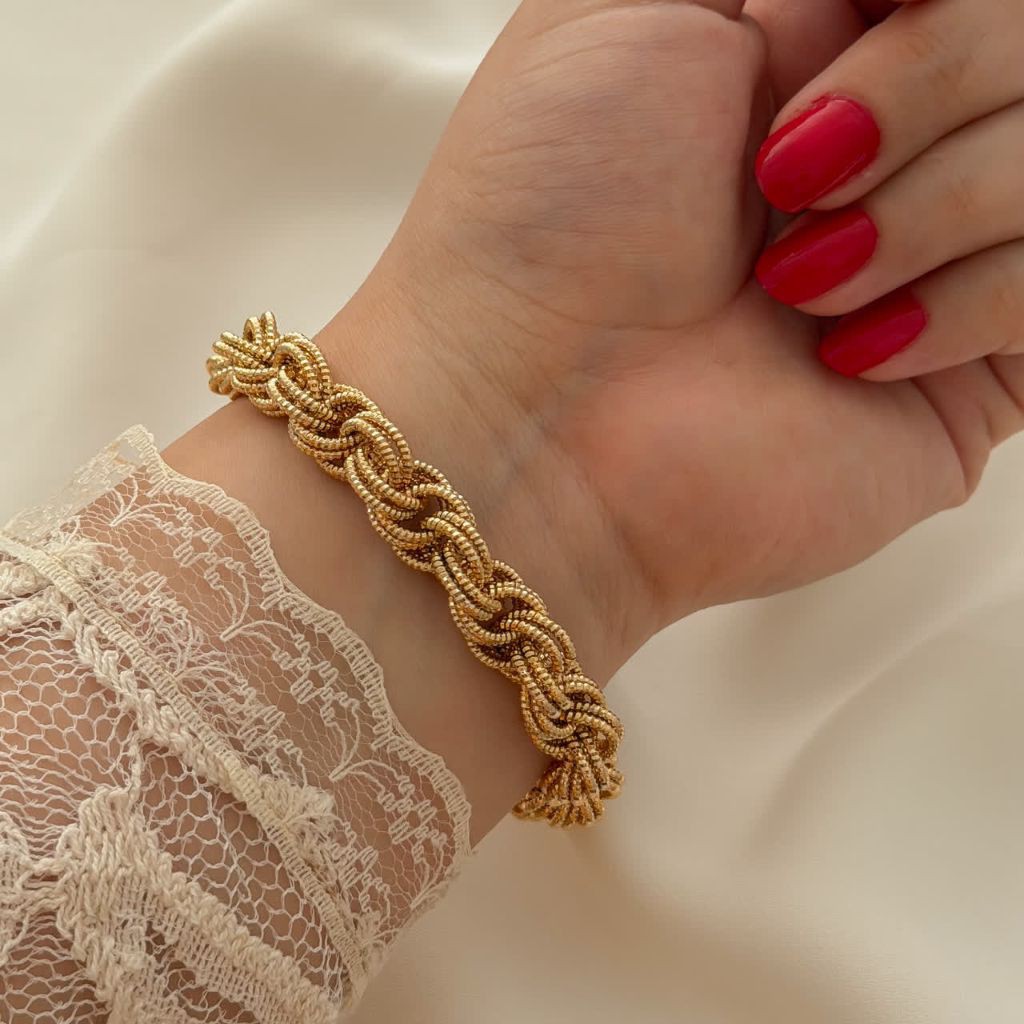 دستبند زنانه کپ طلا رنگ ثابت ژوپینگ