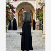 ماکسی مجلسی زنانه کرپ لمه مشکی سایز نرمال