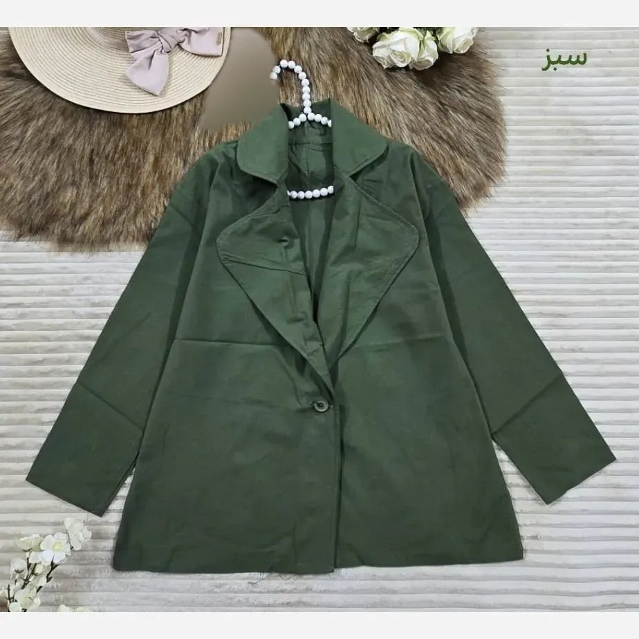 کت یقه انگلیسی زنانه جنس لینن اعلا فری سایز مناسب تا 48 (2)