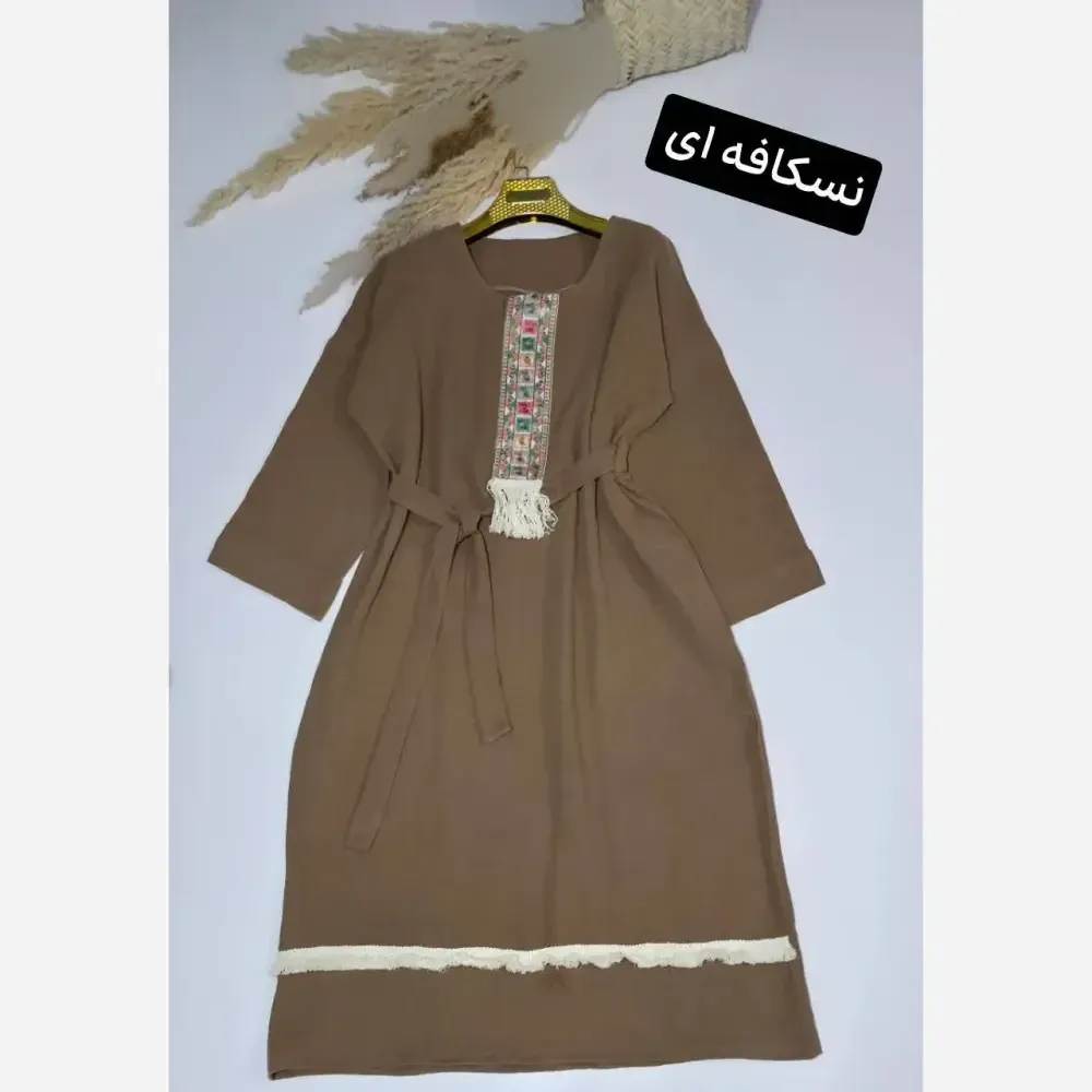 کفتان زنانه نوار کنفی جنس موسلین دبل فیس فری سایز تا 48 (2)