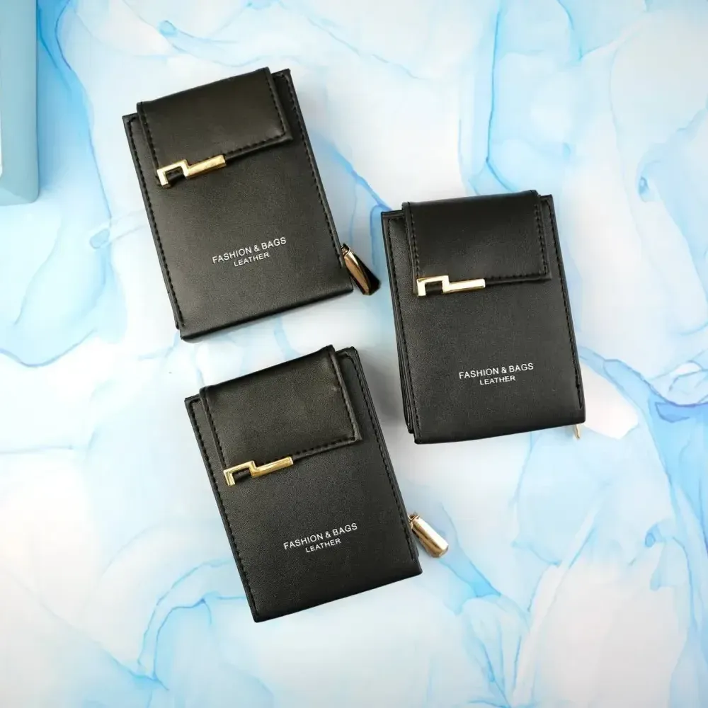 کیف پول چرم نانسی مدل پاسپورتی رنگ مشکی ابعاد 10 در 20 سانتیمتر