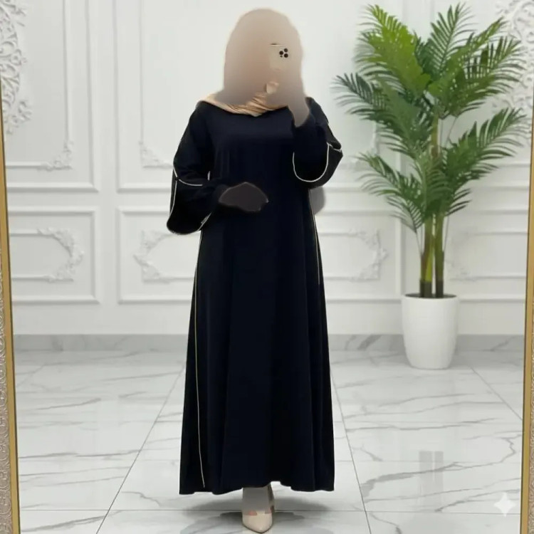 عبای زنانه مدل ستاره جنس الیزه رنگ مشکی قد 140