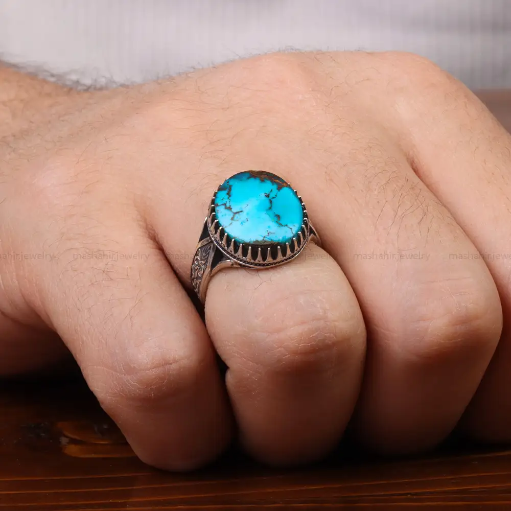 انگشتر فیروزه شجری مردانه کد 30695