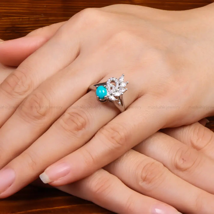 انگشتر فیروزه عجمی زنانه کد 27602