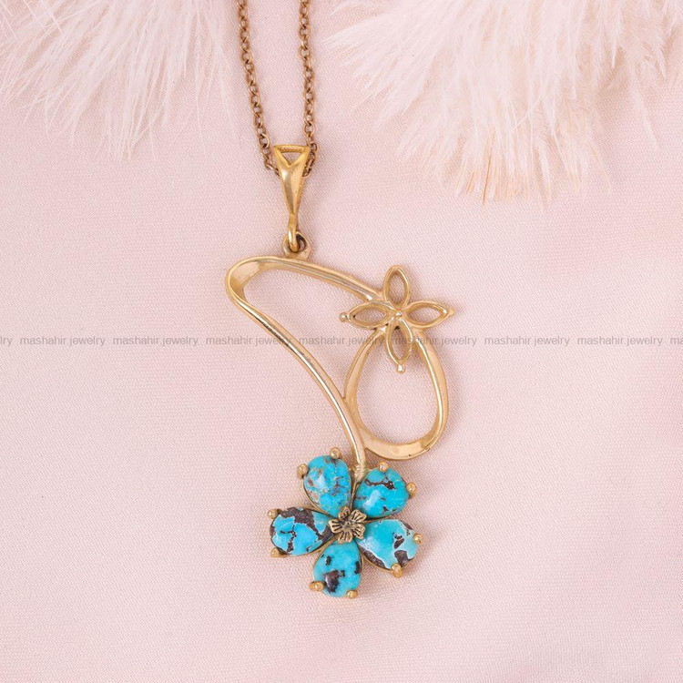 گردنبند فیروزه زنانه کد 6668
