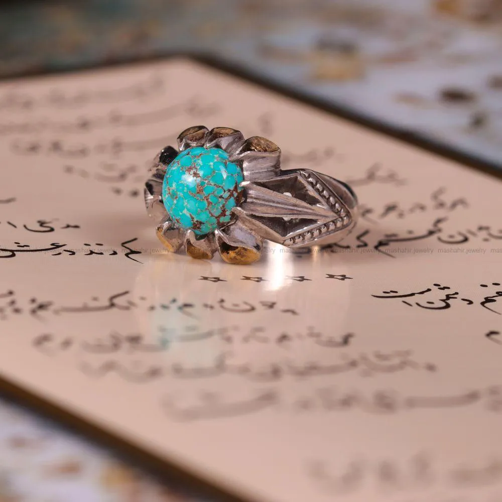 انگشتر فیروزه شجری مردانه کد 2688