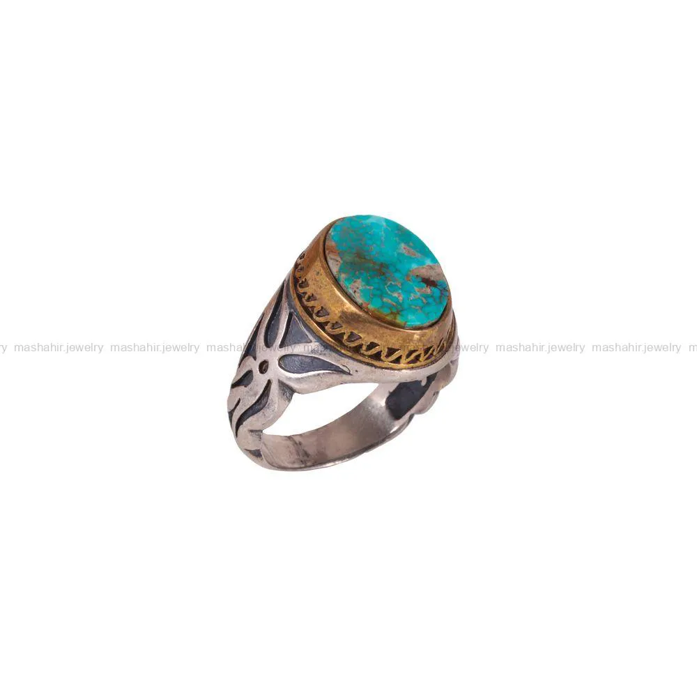 انگشتر فیروزه شجری مردانه کد 2854