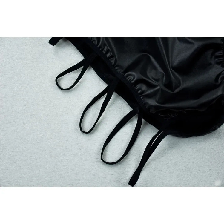 لباس خواب زنانه طرح چرم جذب مشکی فری سایز