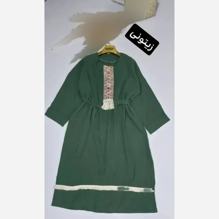 کفتان زنانه نوار کنفی جنس موسلین دبل فیس فری سایز
