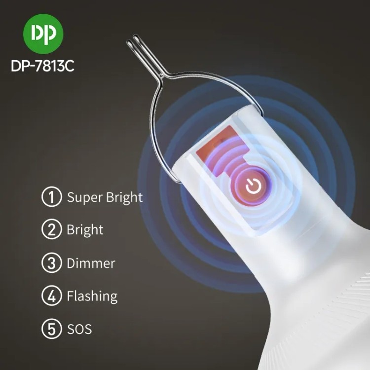 چراغ شارژی کمپینگ 38 وات دی پی DP-7813c لامپ روشنایی اضطراری آویزی 7813 ( گناوه مارکت )