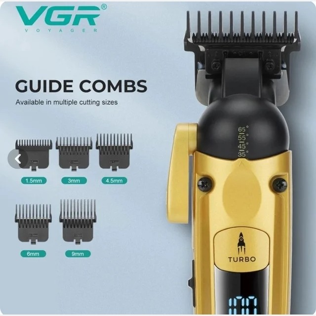 ماشین اصلاح حجم زن سر و صورت وی جی آر با تیغه تیتانیوم و نمایشگر LED خط زن مدل V-274 ورژن جدید 274 ( گناوه مارکت )