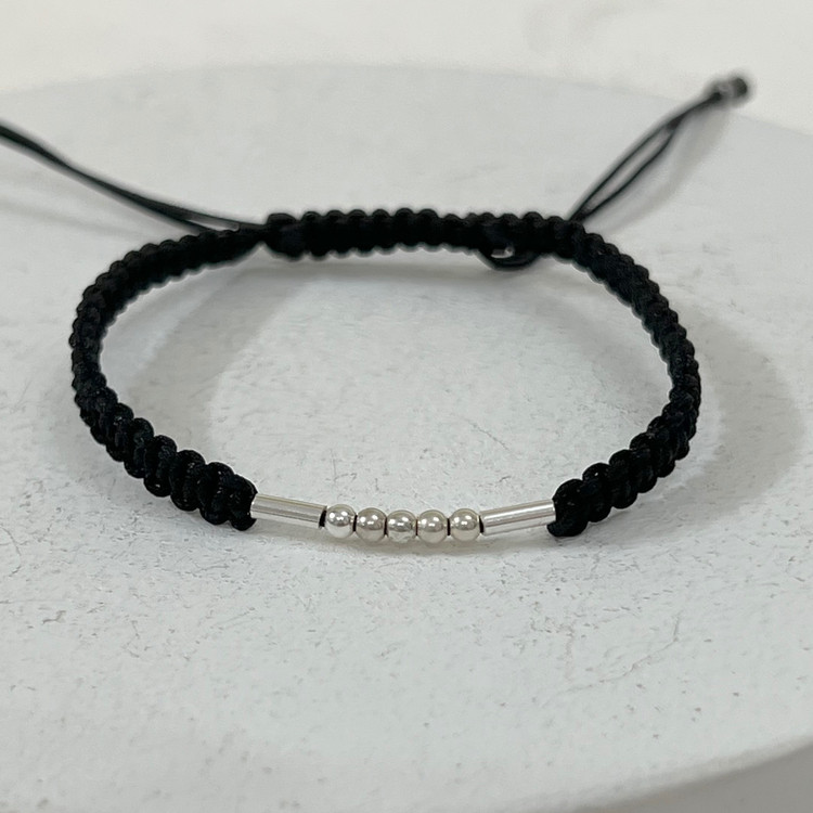 دستبند کد مورس اسم نقره ایتالیایی با بافت
