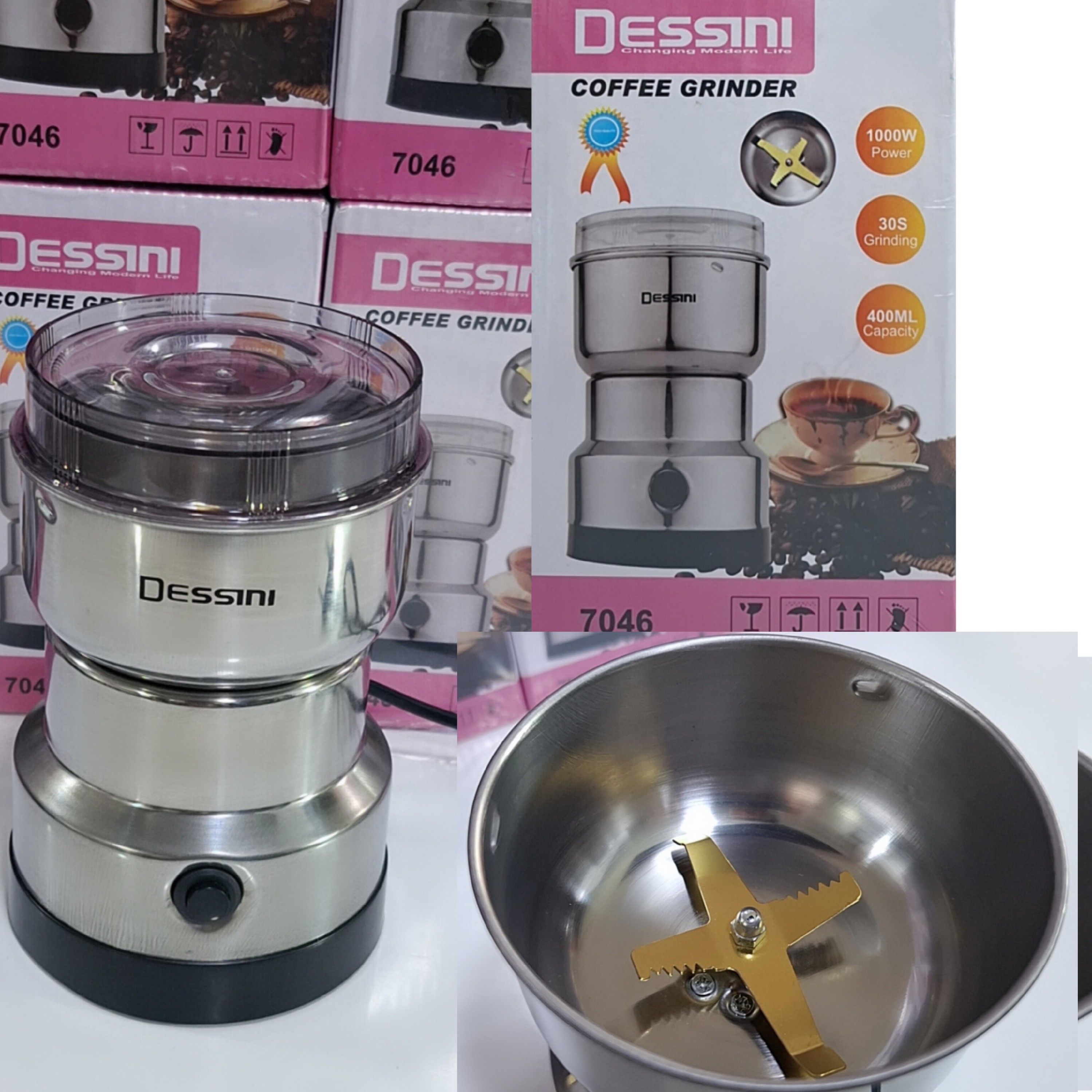 آسیاب قهوه DESSINI اصلی،تیغه قدرتمند و ضد زنگ،کاربرد خانگی،جهت آسیاب کردن انواع دانه های قهوه با حفظ طعم و عطر قهوه...
