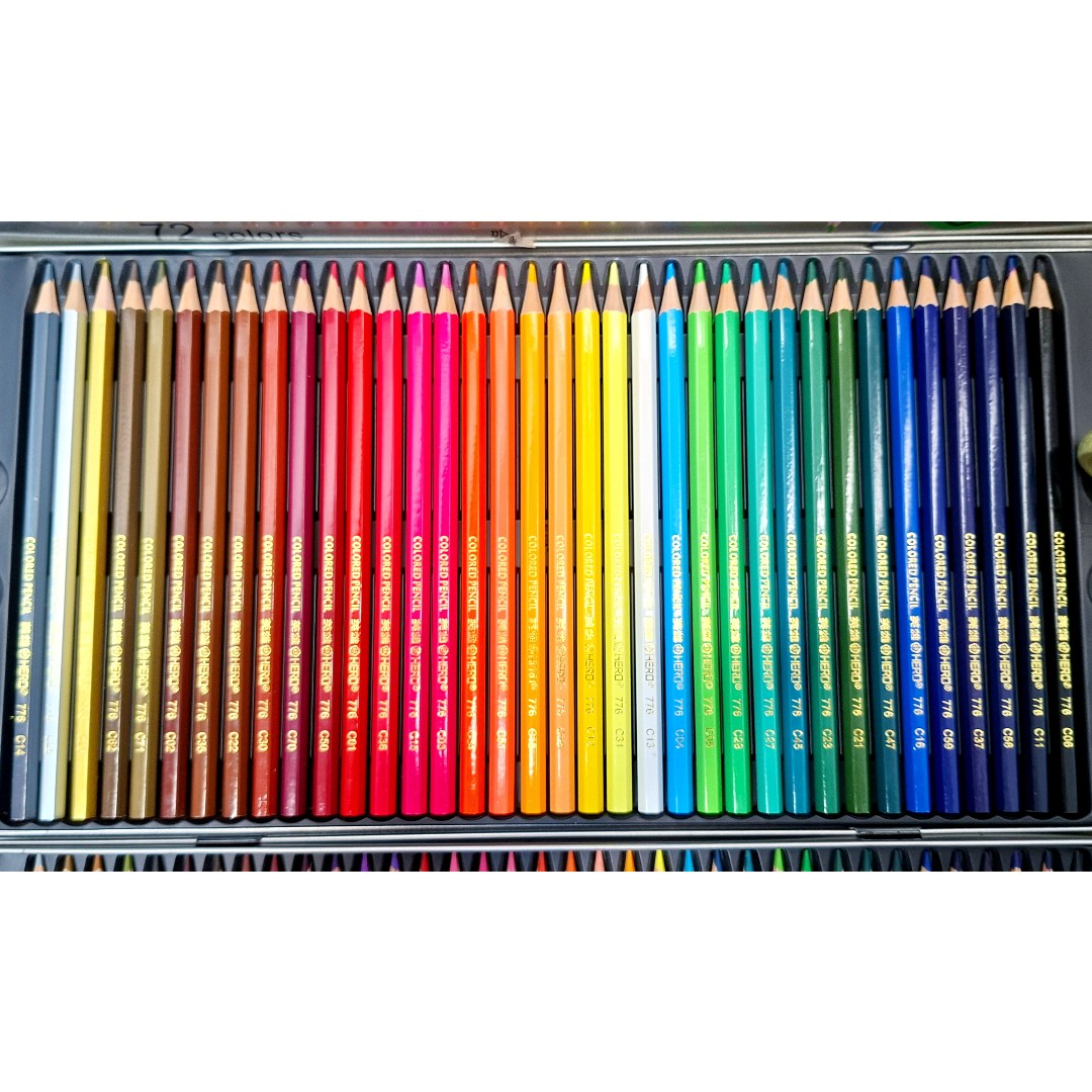 مداد رنگی 72 تایی جعبه فلز برند هیرو (HERO) با کیفیت وارداتی