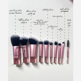 پک 10 عددی براش کیکو اورجینال کیفی مسافرتی کوچک مینی صورتی براش پینترستی رژگونه پودرفیکس رژ لب سایه چشم ابرو کیوت فانتزی