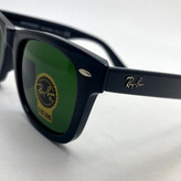 عینک آفتابی ویفرر ریبن rayban WAYFARER شیشه سنگ سبز فریم براق سایز 50 به همراه پک کامل اورجینال rb2140