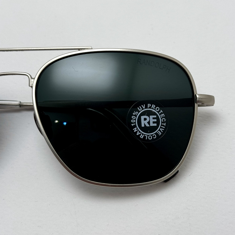 عینک آفتابی خلبانی رندولف شیشه سنگ آنتی رفلکس مشکی نقره ای فول پک RANDOLPH AVIATOR RE 58 24K WHITE GOLD (ارسال رایگان)