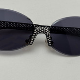 عینک آفتابی زنانه فندی Fendi فریم لس بیضی مدل Oval Frame Diamond Style نگین کاری شده کیفیت مستر تمام مشکی (ارسال رایگان)